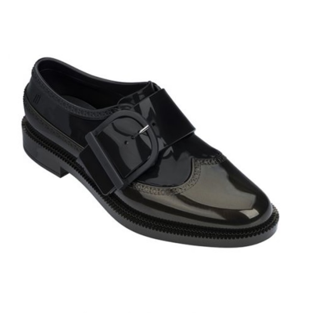 Melissa Brogue Special 8 black jelly Oxford loafer